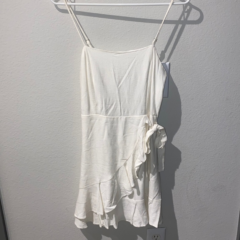 Altard state white ruffle tie dress medium